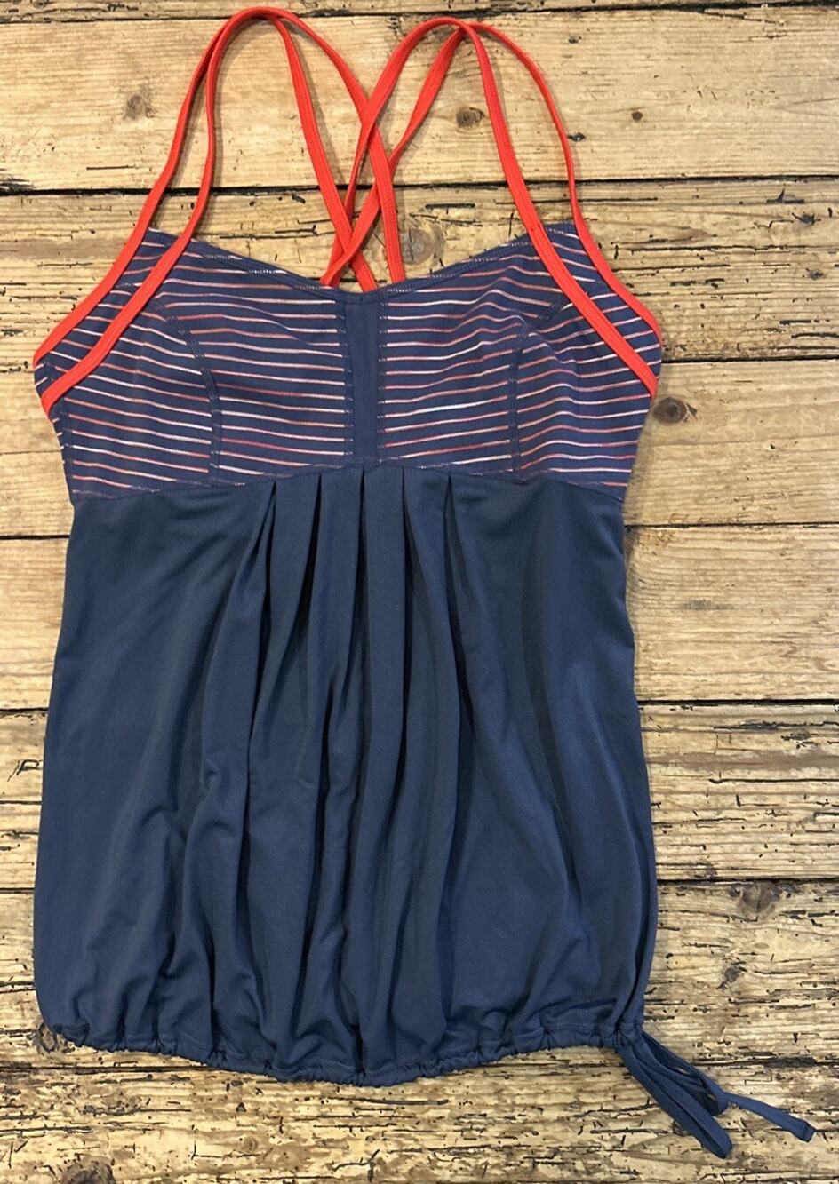 Zella Women’s Gray/Red Cross Back Active Wear Tank W/ Drawstring Size S NWOT